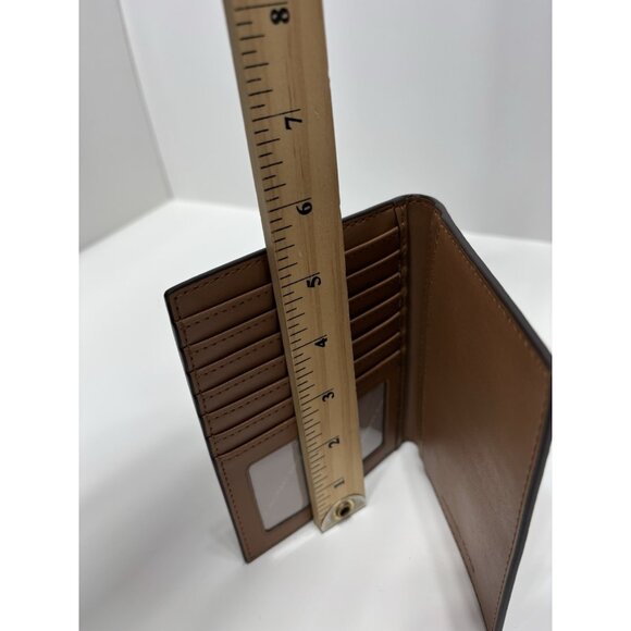 Michael Kors Women’s Fold Wallet Designer Document Carrier Brown Leather Mini - Picture 5 of 10